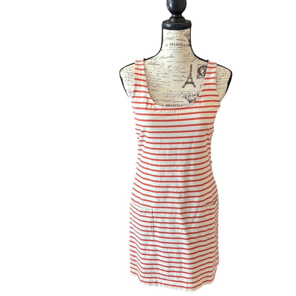 Boden Orange and White Striped Dress